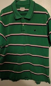 AE Green Striped Polo Shirt